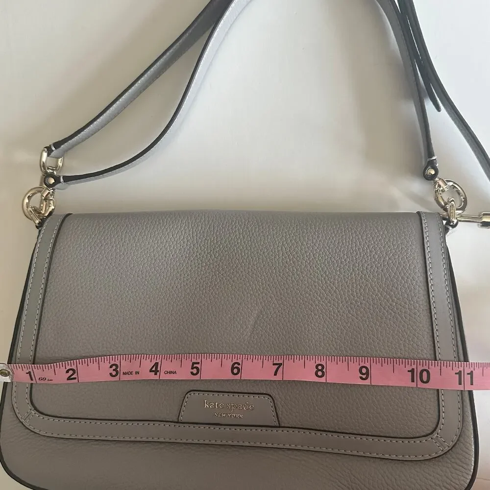 Kate Spade Hudson Convertible Shoulder Bag Womenns Platinum Gray Pebbled Leather